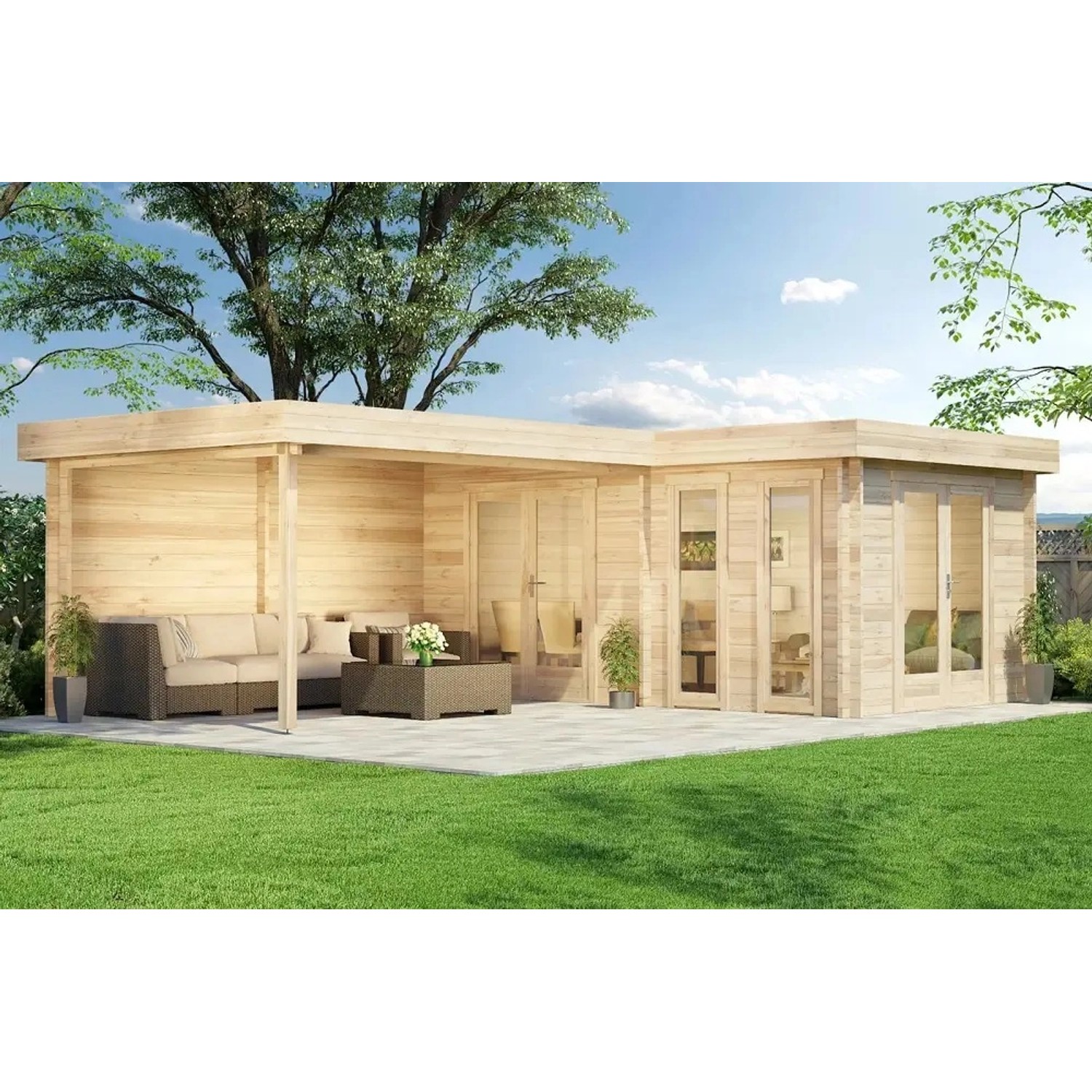 Carlsson Holz-Gartenhaus Quinta Flachdach Unbehandelt 680 cm x 472 cm von Carlsson