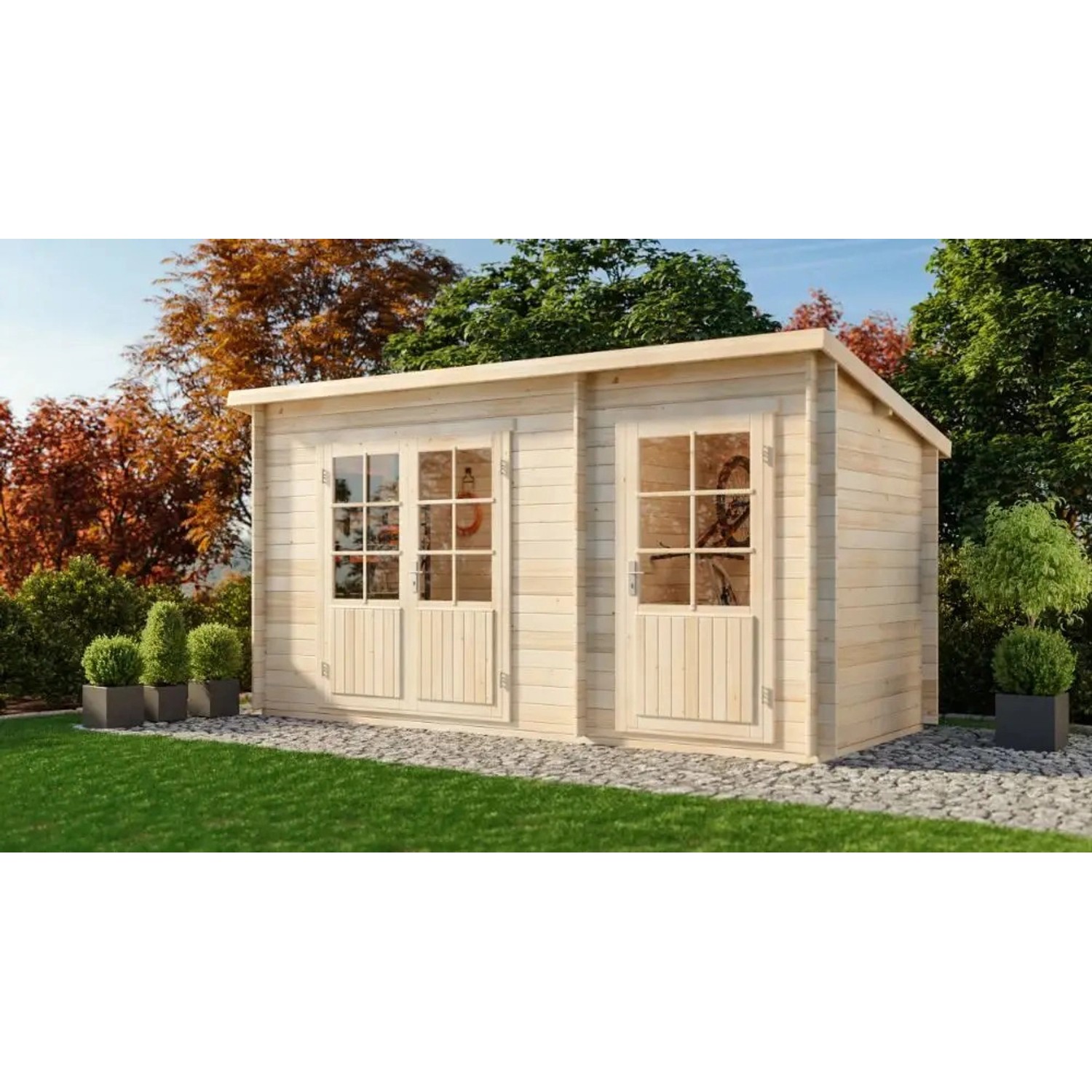 Carlsson Holz-Gartenhaus Martina-29 Pultdach Druckimprägniert 430 cm x 174 cm von Carlsson