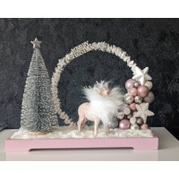 Weihnachtliche Deko Tablett Mit Beleuchtung Rosa Hirsch Unikat von CarmaCreative