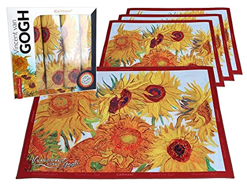 CARMANI - 4er Set Platzset Tischsets Tischsets rutschfest hitzebeständig verziert mit Vincent Van Gogh, Sonnenblumen von Carmani