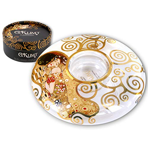 CARMANI - Ausgefallener Teelichthalter aus Glas, luxuriöses Herzstück, Hochzeit, Tischdekoration, Party-Dekorationen mit Gustav Klimt-Gemälde von Carmani
