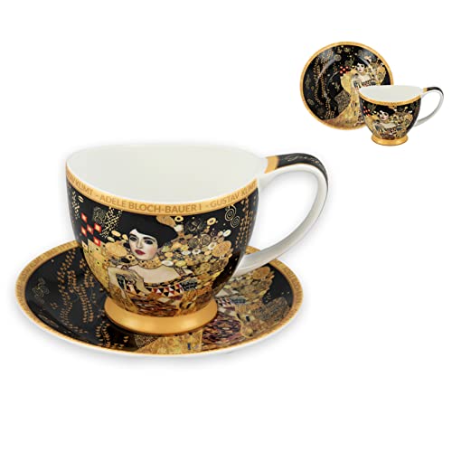 CARMANI - Einzelne Espressotasse mit Untertassen, bedruckt mit Gustav Klimt, Adele Bloch Bauer I. 100 ml von Carmani