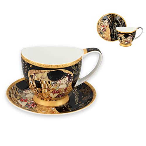 Carmani - 1 Espressotasse mit Untertassen bedruckt mit Gustav Klimt The Kiss 100 ml von Carmani