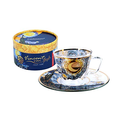CARMANI - Einzigartige bemalte Kaffee-Espresso-Tasse mit "The Starry Night" von Vincent Van Gogh von CARMANI