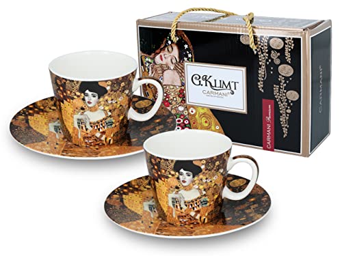CARMANI - Espressotasse mit Untertasse Set bestehend aus 2 mit 'Adele' von Gustav Klimt von CARMANI