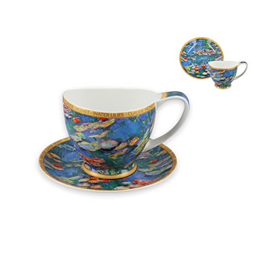 CARMANI - Espressotasse und Untertasse aus Keramik mit Oscar Claude Monet, Seerosen, 100 ml von Carmani