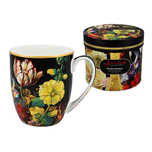 CARMANI - Floral Tea Cup Kaffeebecher Heißgetränk in Geschenkbox verziert mit Hendrik Reekers, A Stillleben with Dahlias 450ml von Carmani