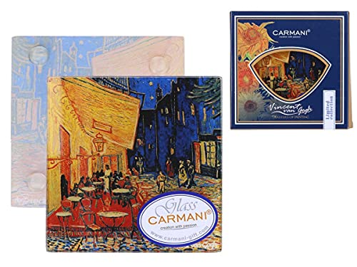 CARMANI Glasuntersetzer, Glas-Pad, Getränkematte mit Vincent Van Gogh, Café-Terrasse bei Nacht von Carmani