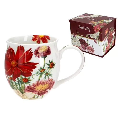 CARMANI - Große Tasse für Tee, Kaffee, heiße Schokolade in Geschenkbox, dekoriert mit Feldblumen, 450 ml von Carmani