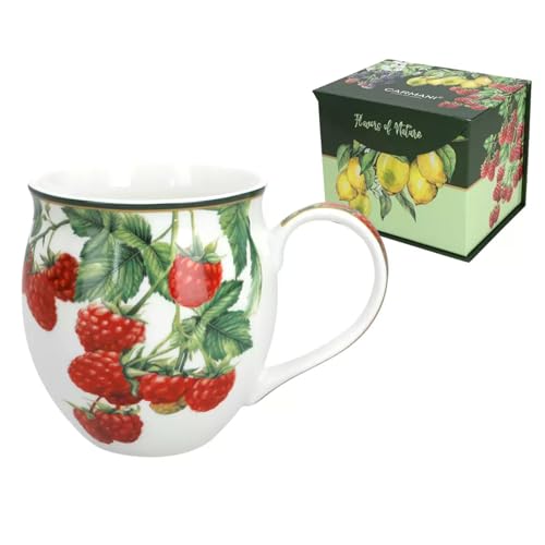 CARMANI - Große Tasse für Tee, Kaffee, heiße Schokolade in Geschenkbox, dekoriert mit Rapsbeeren, 450 ml von Carmani