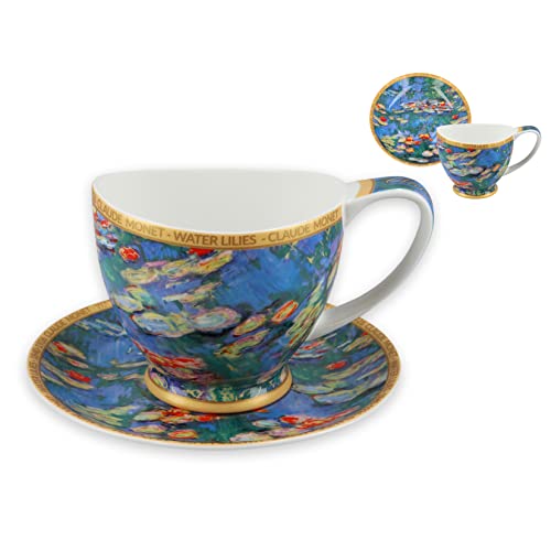 CARMANI - Keramik-Teetasse und Untertasse mit Oscar Claude Monet, Seerosen, 350 ml von Carmani