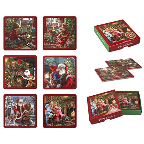 CARMANI - Quadratisches Kork-Pad-Set mit 6 Stück Korkmatten/Untersetzer, verziert mit Weihnachtsmotiv von Carmani