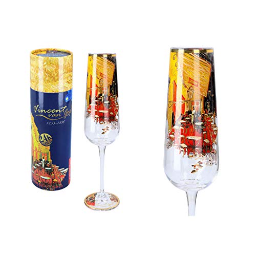 CARMANI - Schöne Champagnergläser verziert mit "Café Terrace at Night" von Vincent Van Gogh, 220 ml von Carmani