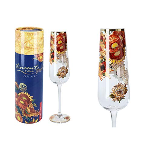 CARMANI - Schöne Champagnergläser verziert mit "Sonnenblumen" von Vincent Van Gogh, 220 ml von Carmani
