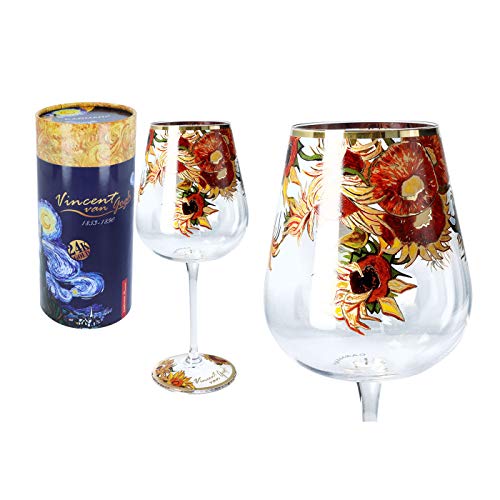Carmani - Schöne Weingläser verziert mit "Sonnenblumen"-Malerei von Vincent van Gogh, 450 ml von CARMANI