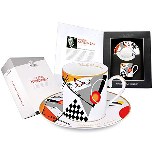 CARMANI - Teetasse und Untertasse, Fine Bone China, mit Wassily Kandinsky "Querlinie" 250ml von CARMANI