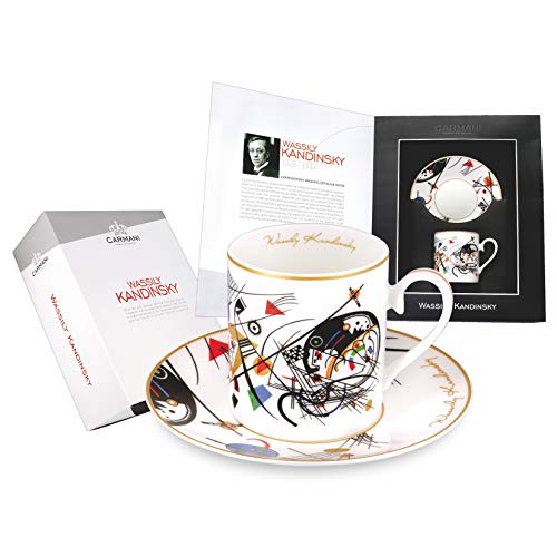 CARMANI - Teetasse und Untertasse, Fine Bone China, mit Wassily Kandinsky"Querlinie" 250ml CARMANI - Teetasse und Untertasse, Fine Bone China, mit Wassily Kandinsky"Querlinie" 250ml von Carmani
