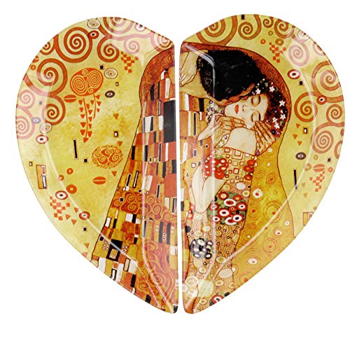 CARMANI - Herz geformt 2ST Glasplatten-Set mit Der Kuss von Gustav Klimt von CARMANI