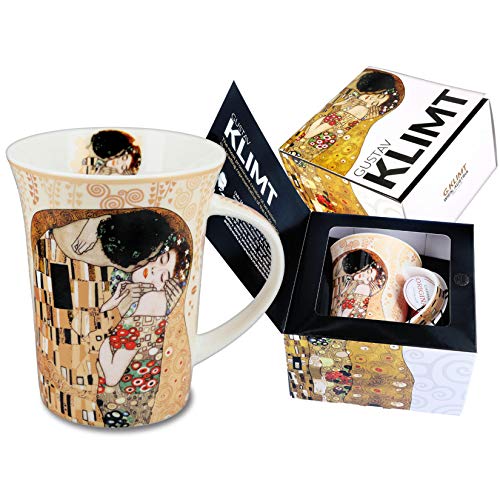 CARMANI - Porzellan-Becher mit 'Der Kuss' von Gustav Klimt dekoriert 350ml von CARMANI