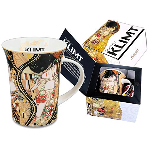 CARMANI - Porzellan-Becher mit Montage 'Der Kuss und die Adele' von Gustav Klimt 350ml von CARMANI