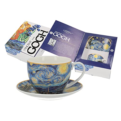 Carmani Porzellan Tasse und Untertasse Set mit Van Gogh Sternennacht 250ml von CARMANI