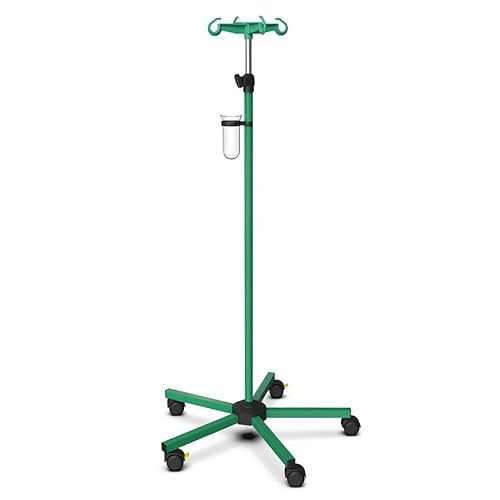 Infusionsständer grün incl. Tropfglashalter Kunststoff-Flaschenkreuz mit 4 Haken schwarz von Carmesin® von Carmesin