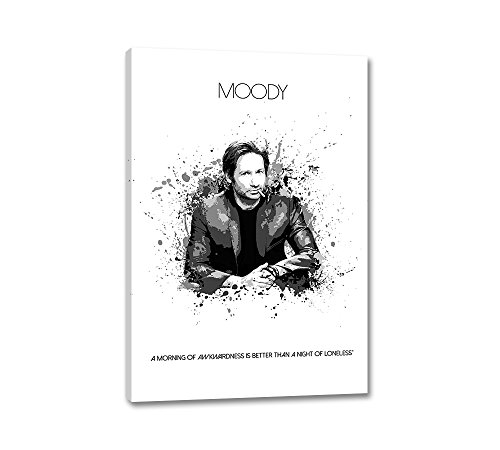 Caro-Art Hank Moody Splash Art 90x60cm Schwarz Weiß Film Californication Digital Art Leinwandbild auf Keilrahmen Wandbilder von Caro-Art