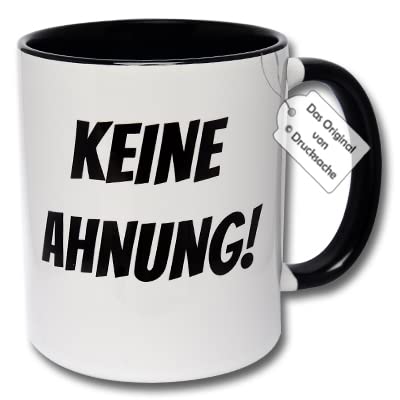 Lustige Tasse mit Spruch, Kaffeetasse für Arbeit und Büro KEINE AHNUNG! Geschenkidee für Kollegen (A: Schwarz-Weiß) von Carol Rose Photography