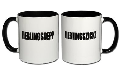 Spruchtassen im Set Funtasse Paartasse Partnertasse Tasse mit Aufdruck LIEBLINGSDEPP & LIEBLINGSZICKE von Carol Rose Photography