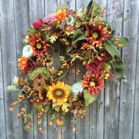 Handgemachter Sonnenblumen-Fallkranz Rustikales Herbstdekor von CarolaFlowerDesigns