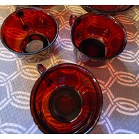 Arcoroc France Rubinrot Kaffee Teetassen Mit Griffen 3Er Set Weihnachten von CarolinaMtnCompany