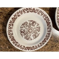 Oxford 4870-1Salad/Dessert Teller Weiß Mit Dunkelbraunem Floral 7, 25 in 2Er Set von CarolinaMtnCompany