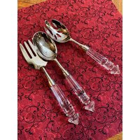 Versilbertes Servierbesteck Kristallglas Griffe 3Er Set International von CarolinaMtnCompany