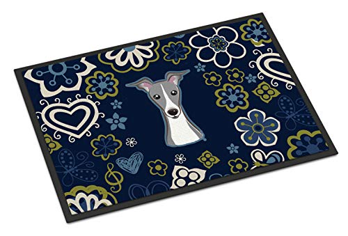 Caroline's Treasures BB5095MAT Fußmatte, Motiv: Afghanischer Hund, für Innen- oder Außenbereich, 18 x 27, Mehrfarbig Italienisches Windspiel 18H X 27W blau von Caroline's Treasures