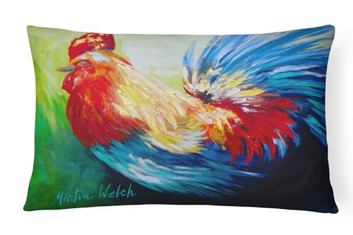 Caroline's Treasures MW1085PW1216 Bird – Rooster Chief Big Feathers Canvas Stoff dekoratives Kissen, Mehrfarbig von Caroline's Treasures