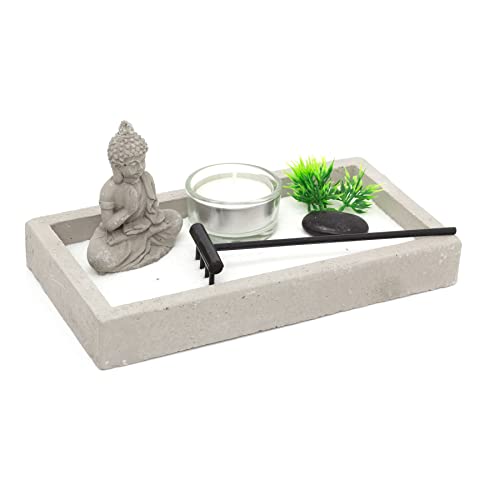Carousel Home Mini-Buddha-Zen-Garten-Set | Miniatur Desktop Zen Garten Teelichthalter | Spirituelle Dekoration Buddha Ornamente von Carousel Home