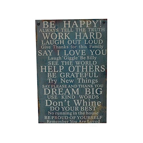 Slogan Metallschild - Be Happy 30X20 Blech Wandschild von Carousel Home