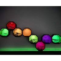Waben Wandregal Mit Led-Modulares Octagon Regal Aus Dem 3D-Drucker-Beleuchtetes Wanddisplay Für Sammlerfiguren&deko - Wandbeleuchtung von CaroxDesignShop