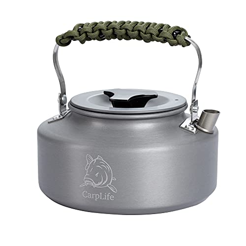 CarpLife Products Angelkessel. Camping Wasserkocher. Leichter Wasserkocher aus Aluminium mit handgefertigtem Paracord-Griff. 1,1 Liter Fassungsvermögen. (Grüner Griff) von CarpLife Products Ltd