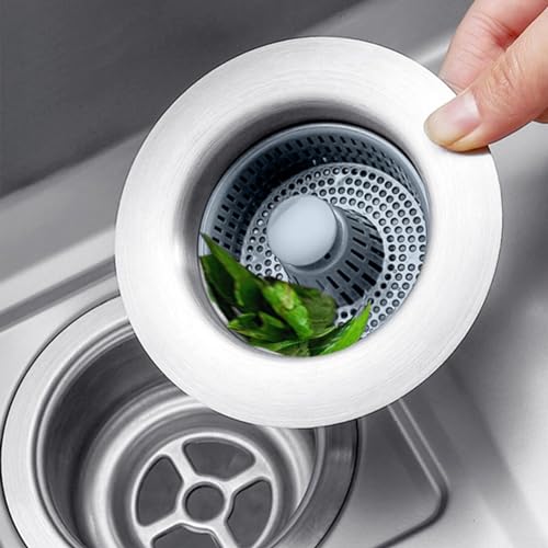 Abflusssieb für Küchenspüle, universeller 3-in-1-Spülbeckenstopfen-Filter, Badezimmer, effiziente Entwässerung und Geruchsverhinderung von Carpango