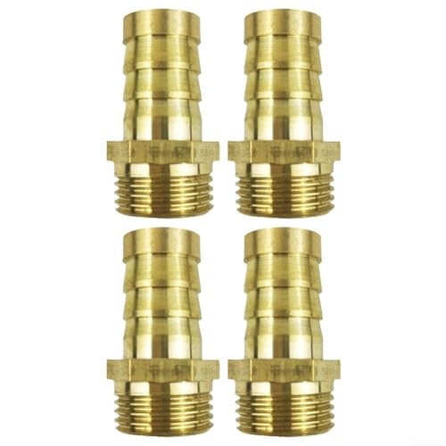 Messing-Schlauchverschraubungsadapter, 4 Stück, 3/4 Zoll NPT männlich auf 3/4 Barb, rostfrei, auslaufsichere Verbindung, alle Kupfer-Außendraht Pagodendüse von Carpango