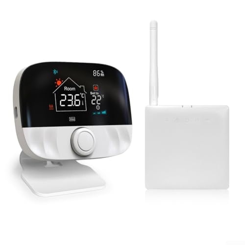 Tuya Smart Thermostat, Heizkessel WLAN Heizung Thermostat für Elektro/Wasserheizung, Gaskessel, WiFi Heizkörper mit Empfänger und Halterung von Carpango