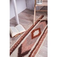 Wollteppich Rost Orange Matte, 84 Zoll Lang von CarpathianCrafts
