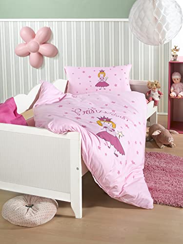 Carpe Sonno Kinderbettwäsche 135x100 cm Prinzessin-Bettwäsche Babybett Bettwäsche für Babys Mädchen - Baumwolle Babybettwäsche Set 2tlg mit Kissenbezug 40x60 cm Bettbezug rosa von Carpe Sonno