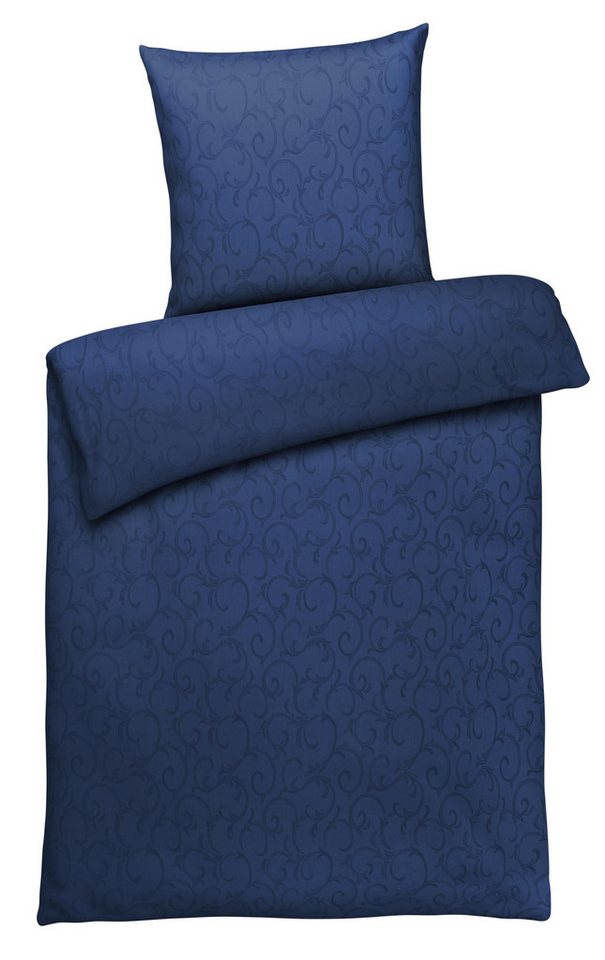 Bettwäsche Elegante Damast Bettwäsche Ornamente Hotelbettwäsche Bettbezug Set, Carpe Sonno, Damast, 2 teilig, Damast Bettwäsche 135x200 Bettwäsche Baumwolle Dunkel-Blau von Carpe Sonno