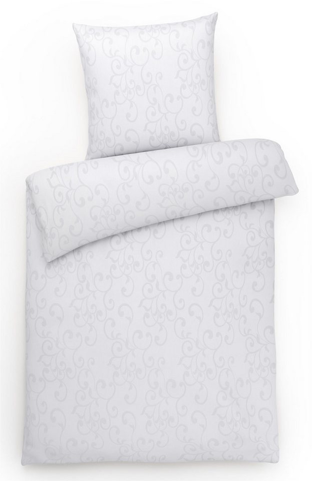 Bettwäsche Elegante Damast Bettwäsche Ornamente Hotelbettwäsche Bettbezug Set, Carpe Sonno, Damast, 2 teilig, Damast Bettwäsche 135x200 Bettwäsche Baumwolle Weiß von Carpe Sonno