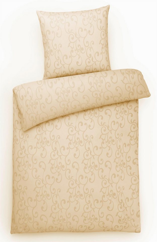 Bettwäsche Elegante Damast Bettwäsche Ornamente Hotelbettwäsche Bettbezug Set, Carpe Sonno, Damast, 3 teilig, Damast Bettwäsche 200x200 Bettwäsche Baumwolle Creme von Carpe Sonno