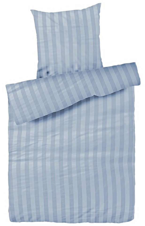 Bettwäsche Elegante Damast Bettwäsche Streifen Hotelbettwäsche Bettbezug Set, Carpe Sonno, Damast, 2 teilig, Damast Bettwäsche 135x200 Streifen Bettwäsche Blau - MADE IN GERMANY von Carpe Sonno