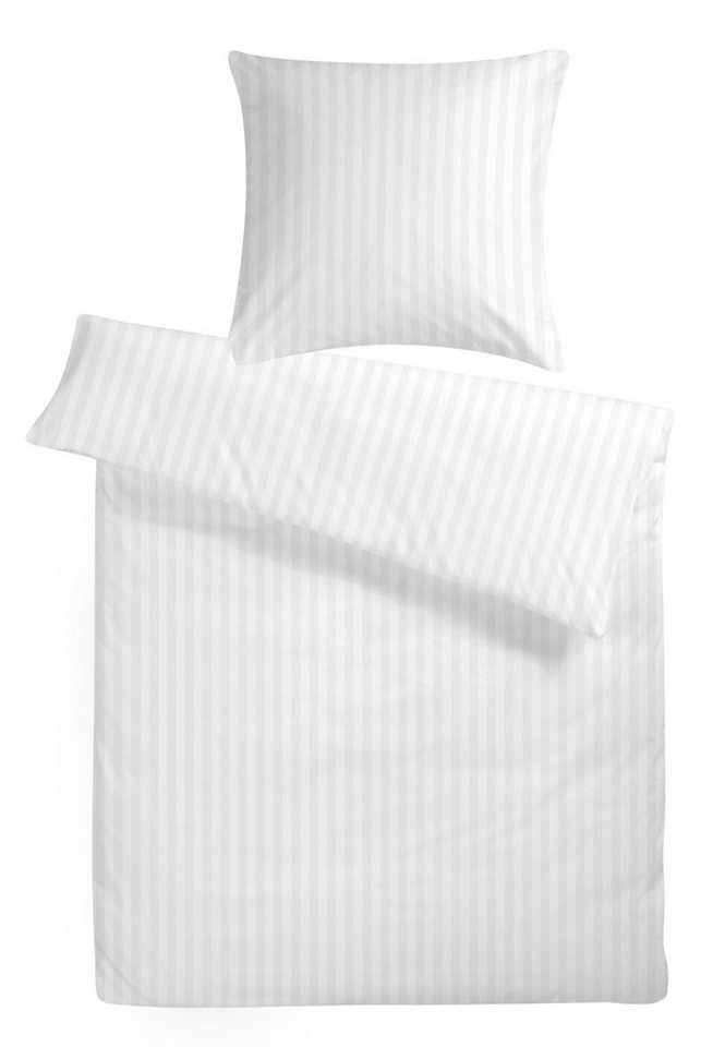 Bettwäsche Klassische Damast Bettwäsche gestreift Hotelbettwäsche Bettbezug Set, Carpe Sonno, Damast, 2 teilig, Damast Bettwäsche 135x200 Streifen Bettwäsche Weiß von Carpe Sonno