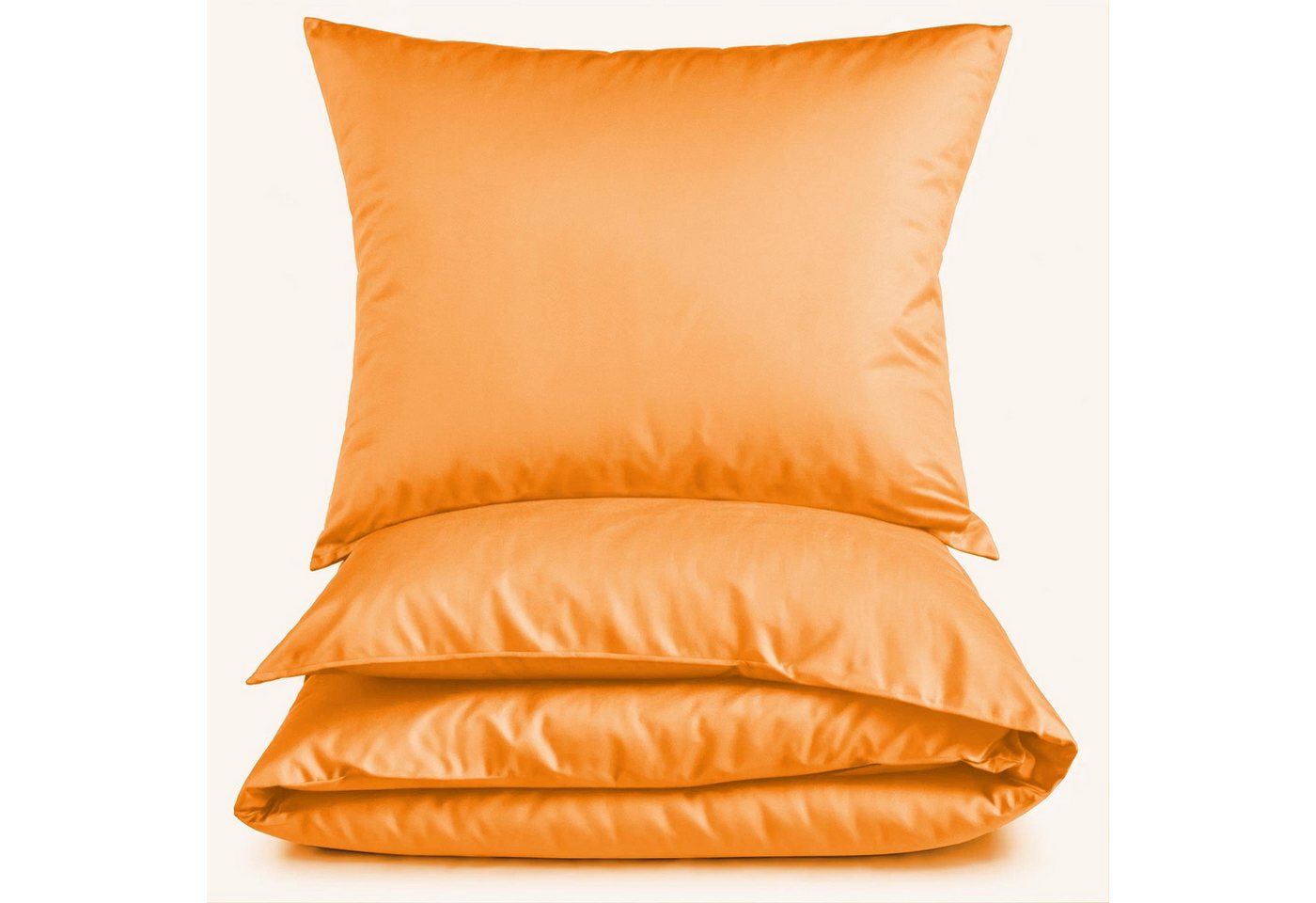 Bettwäsche Mako Satin Bettwäsche Uni Bettwäsche unifarben Satinbettwäsche Set, Carpe Sonno, Mako-Satin, 2 teilig, Mako Satin Bettwäsche 135x200 Curry Bettwäsche orange von Carpe Sonno